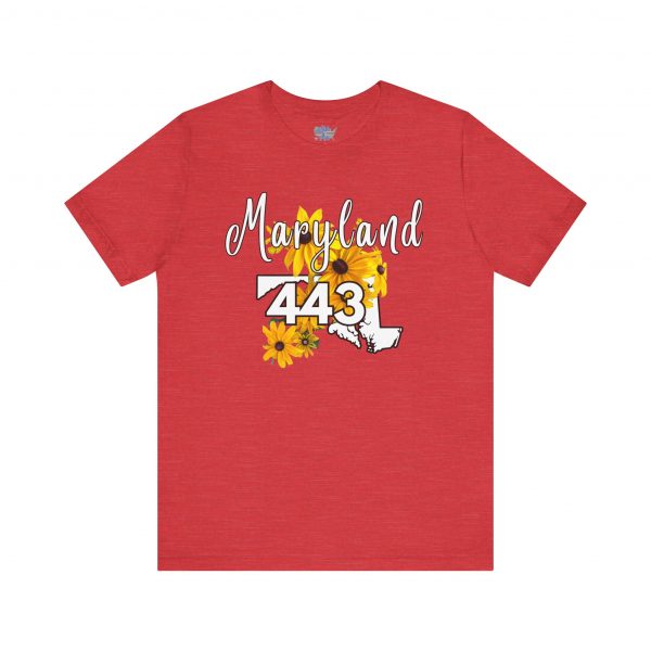 Maryland State Flower The Black-eyed Susan  227 Area Code by State of Mine Short Sleeve Tee, Casual Tee, Maryland Gift, Summer Shirt, State Pride Top, Floral Graphic Tee, Unisex T-Shirt - Image 2