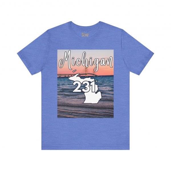 Michigan 231 Area Code by State of Mine Short Sleeve Tee - Mackinac Bridge, Unisex Jersey T-Shirt, Perfect Gift for Beach Lovers, Summer Style, Michigan Souvenir - Image 30
