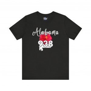 Alabama State Flower the Camellia 938 Area Code Tee by Simply Stated, Casual Summer Wear, State Pride T-Shirt, Travel Souvenir, Gift for Him/Her, Festival Outfit, Outdoor Activities