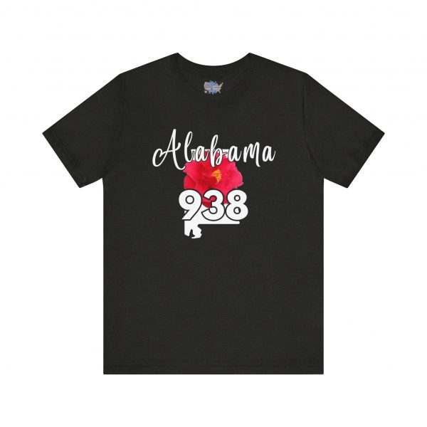 Alabama State Flower the Camellia 938 Area Code Tee by Simply Stated, Casual Summer Wear, State Pride T-Shirt, Travel Souvenir, Gift for Him/Her, Festival Outfit, Outdoor Activities