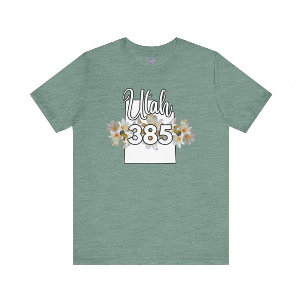 Utah State Flower Sego Lily 385 Area Code by State of Mine Floral Unisex Tee, Casual Shirt, Vintage Vibe, Gift for Utah Lovers, Summer Wear, Vacation Essential - Image 29