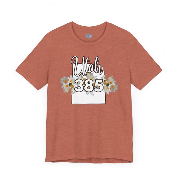 Utah State Flower Sego Lily 385 Area Code by State of Mine Floral Unisex Tee, Casual Shirt, Vintage Vibe, Gift for Utah Lovers, Summer Wear, Vacation Essential - Image 7