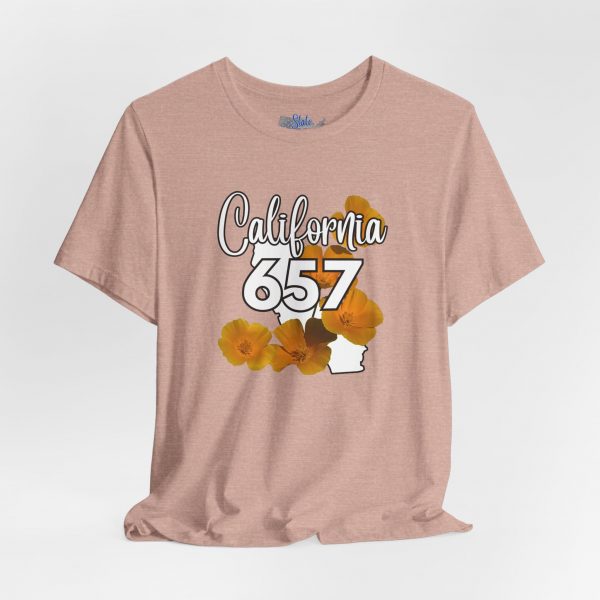 California State Flower the California Poppy 657 Area Code by State of Mine Tee, Unisex Jersey Short Sleeve Shirt, Perfect for Gifts, Travel, and Casual Wear, Ideal for Summer, Birthdays, and [...] - Image 5