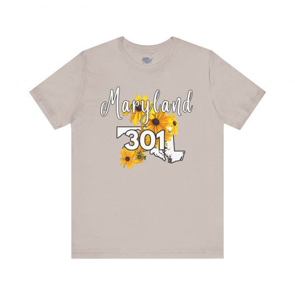 Maryland State Flower 301 Area Code by State of Mine Short Sleeve Tee, Casual Tee, Maryland Gift, Summer Shirt, State Pride Top, Floral Graphic Tee, Unisex T-Shirt - Image 25