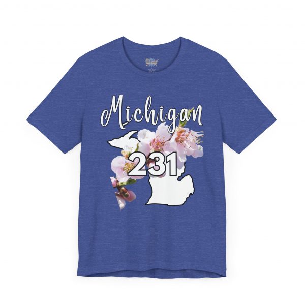 Michigan State Flower The Apple Blossom 231 Area Code by State of Mine. Unisex Jersey Short Sleeve Tee - Cozy Everyday Wear, Casual Style, Summer Essentials, Gift for Friends, Graphic Tee - Image 4