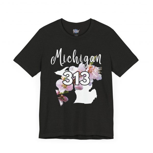 Michigan State Flower The Apple Blossom 313 Area Code by State of Mine. Unisex Jersey Short Sleeve Tee - Cozy Everyday Wear, Casual Style, Summer Essentials, Gift for Friends, Graphic Tee - Image 26