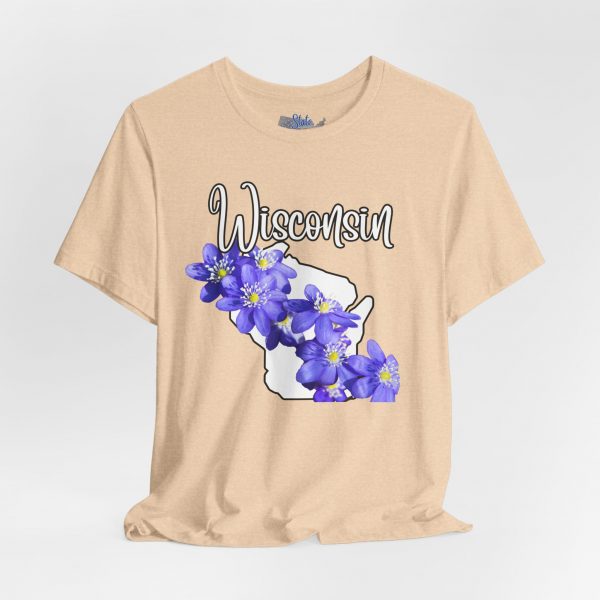 Wisconsin Floral Tee, Unisex Jersey Short Sleeve Shirt, Perfect for Gifts, Travel, and Casual Wear, Ideal for Summer, Birthdays, and [...] - Image 5