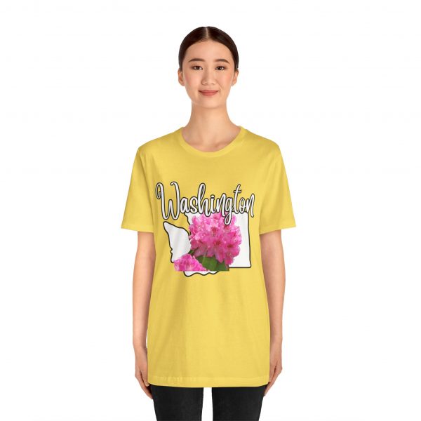 Washington State Flower the Pacific Rhododendron by State of Mine Tee, Unisex Jersey Short Sleeve Shirt, Perfect for Gifts, Travel, and Casual Wear, Ideal for Summer, Birthdays, and [...] - Image 4