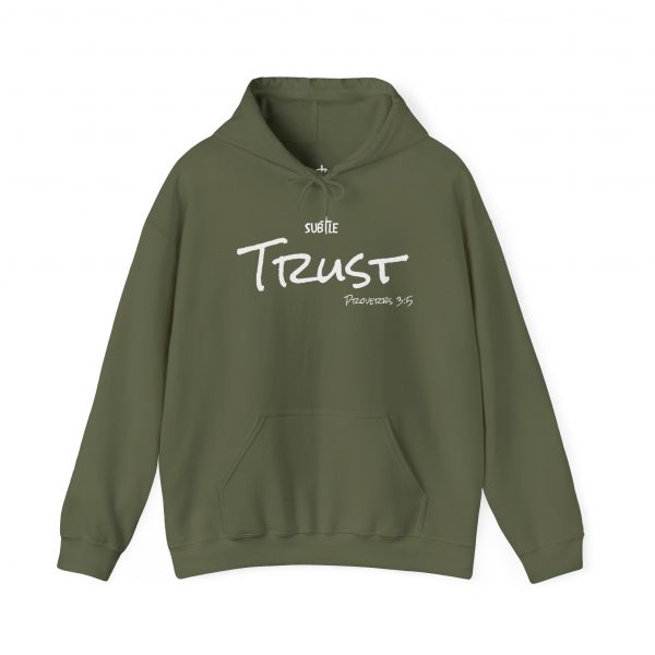 Trust by Subtle--Unisex Dark Colored Hoodie, Cozy Sweatshirt, Faith-Based Inspirational Apparel, Proverbs 3:5 - Image 13