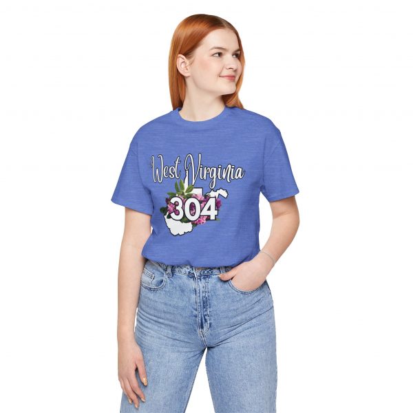 West Virginia State Flower the Rhododendron Area Code 304 by State of Mine Tee, Unisex Jersey Short Sleeve Shirt, Perfect for Gifts, Travel, and Casual Wear, Ideal for Summer, Birthdays, and [...] - Image 4