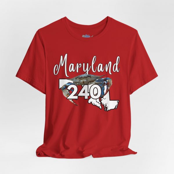 Maryland Blue Crabs Design 240 Area Code by State of Mine Short Sleeve Tee, Unisex Summer Shirt, State Pride Tee, Beach T-Shirt, Gift for Marylanders