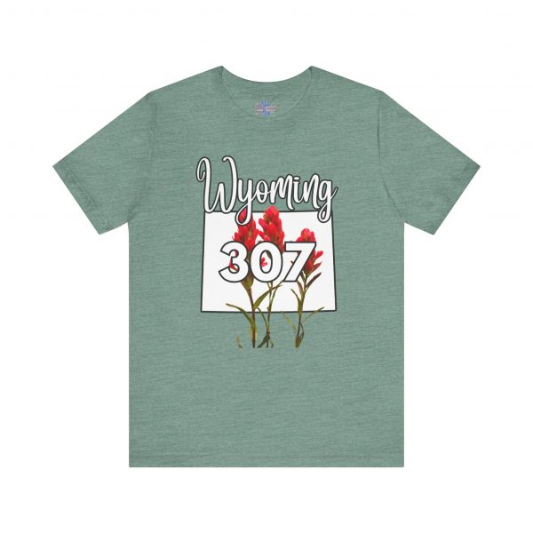 Wyoming State Flower The Indian Paintbrush Area Code 307 by State of Mine Tee - Unisex Jersey Short Sleeve T-Shirt, Nature Lover Gift, Travel Souvenir, Spring Style, Casual Wear - Image 37