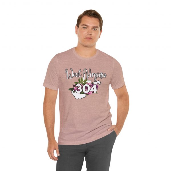 West Virginia State Flower the Rhododendron Area Code 304 by State of Mine Tee, Unisex Jersey Short Sleeve Shirt, Perfect for Gifts, Travel, and Casual Wear, Ideal for Summer, Birthdays, and [...] - Image 6