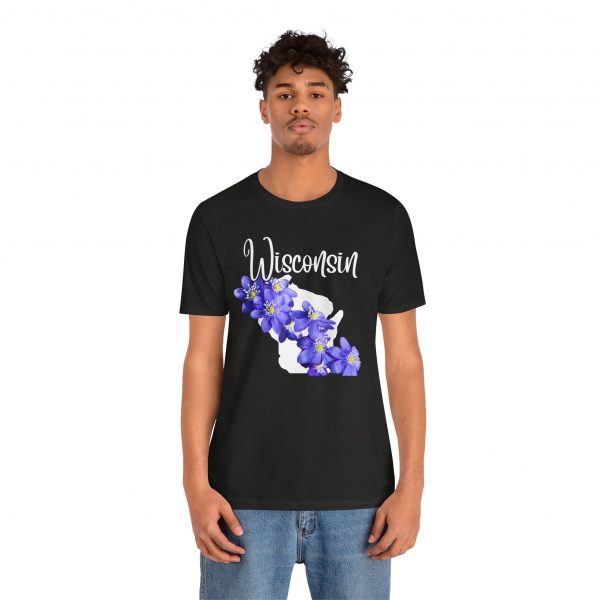 Wisconsin Floral Tee, Unisex Jersey Short Sleeve Shirt, Perfect for Gifts, Travel, and Casual Wear, Ideal for Summer, Birthdays, and [...] - Image 10