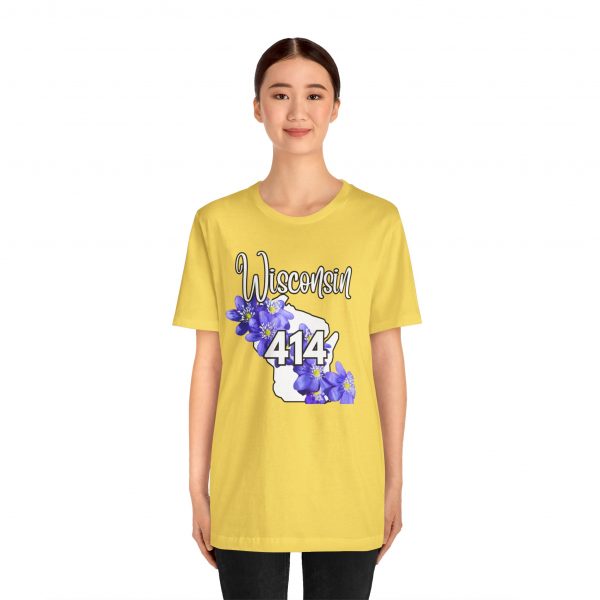 Wisconsin State Flower the Blue Violet by State of Mine Area Code 414 Tee, Unisex Jersey Short Sleeve Shirt, Perfect for Gifts, Travel, and Casual Wear, Ideal for Summer, Birthdays, and [...] - Image 16