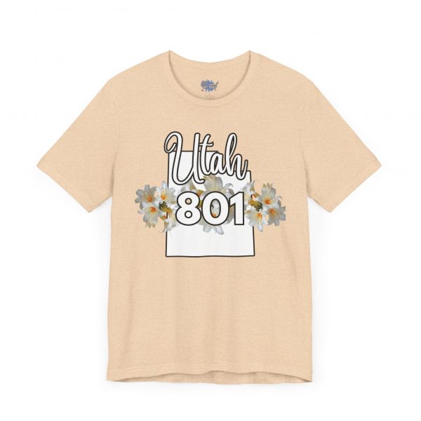 Utah State Flower Sego Lily 801 Area Code by State of Mine Floral Unisex Tee, Casual Shirt, Vintage Vibe, Gift for Utah Lovers, Summer Wear, Vacation Essential - Image 7