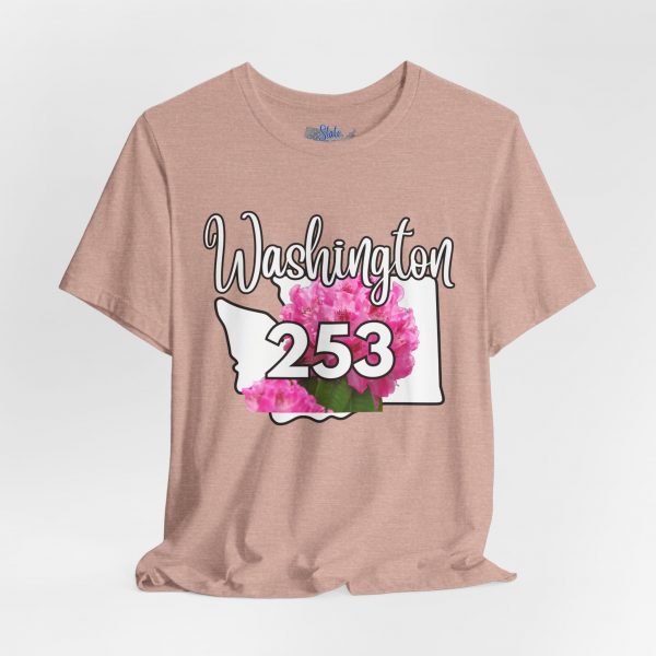 Washington State Flower the Pacific Rhododendron 253 Area Code by State of Mine Tee, Unisex Jersey Short Sleeve Shirt, Perfect for Gifts, Travel, and Casual Wear, Ideal for Summer, Birthdays, and [...] - Image 7
