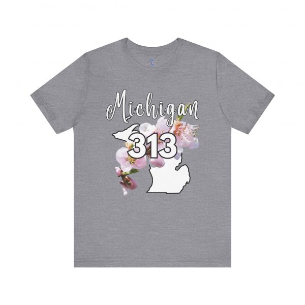 Michigan State Flower The Apple Blossom 313 Area Code by State of Mine. Unisex Jersey Short Sleeve Tee - Cozy Everyday Wear, Casual Style, Summer Essentials, Gift for Friends, Graphic Tee - Image 36