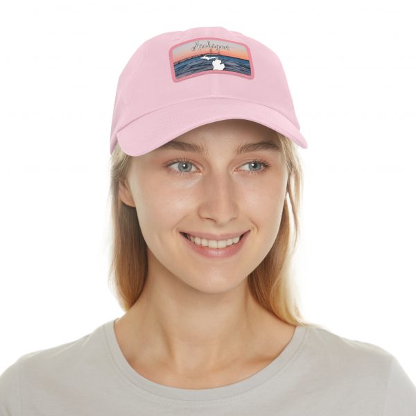 Michigan Sunset Dad Hat with Leather Patch, Beach Vibes Cap, Gift for Dad, Outdoor Hat, Casual Style Headwear - Image 20