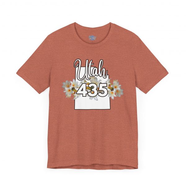 Utah State Flower Sego Lily 435 Area Code by State of Mine Floral Unisex Tee, Casual Shirt, Vintage Vibe, Gift for Utah Lovers, Summer Wear, Vacation Essential - Image 3