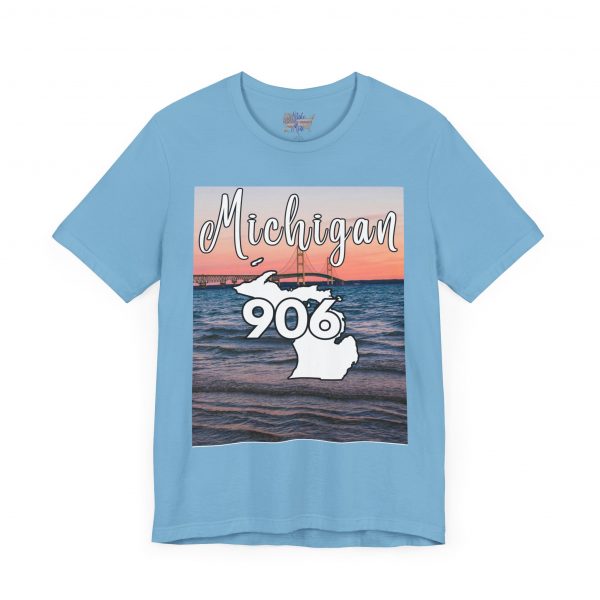 Michigan 906 Area Code by State of Mine Short Sleeve Tee - Mackinac Bridge, Unisex Jersey T-Shirt, Perfect Gift for Beach Lovers, Summer Style, Michigan Souvenir - Image 28