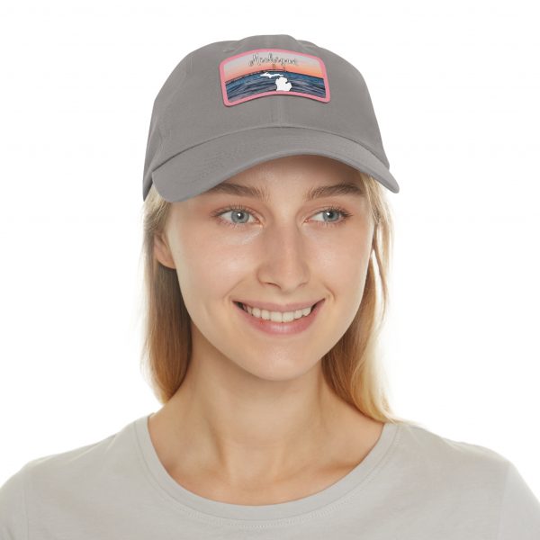 Michigan Sunset Dad Hat with Leather Patch, Beach Vibes Cap, Gift for Dad, Outdoor Hat, Casual Style Headwear - Image 16