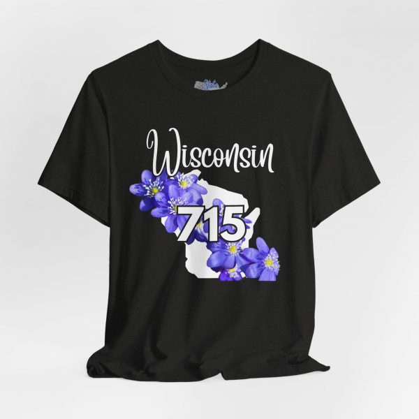 Wisconsin State Flower the Blue Violet by State of Mine Area Code 715 Tee, Unisex Jersey Short Sleeve Shirt, Perfect for Gifts, Travel, and Casual Wear, Ideal for Summer, Birthdays, and [...] - Image 9
