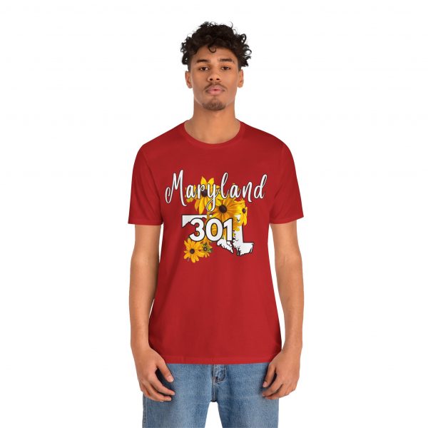 Maryland State Flower 301 Area Code by State of Mine Short Sleeve Tee, Casual Tee, Maryland Gift, Summer Shirt, State Pride Top, Floral Graphic Tee, Unisex T-Shirt - Image 43