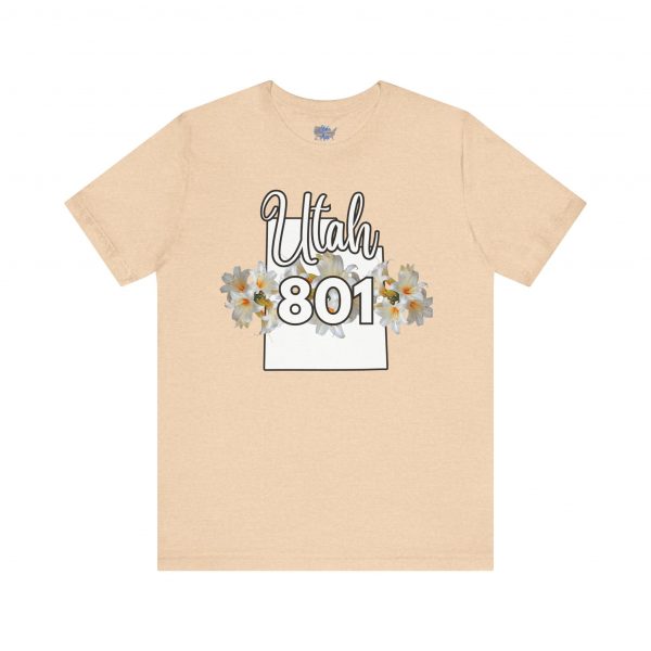 Utah State Flower Sego Lily 801 Area Code by State of Mine Floral Unisex Tee, Casual Shirt, Vintage Vibe, Gift for Utah Lovers, Summer Wear, Vacation Essential - Image 5