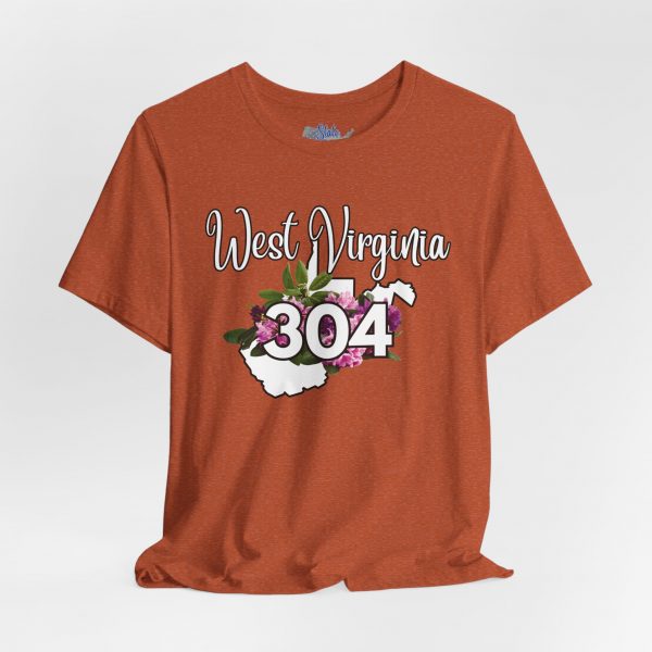 West Virginia State Flower the Rhododendron Area Code 304 by State of Mine Tee, Unisex Jersey Short Sleeve Shirt, Perfect for Gifts, Travel, and Casual Wear, Ideal for Summer, Birthdays, and [...] - Image 9