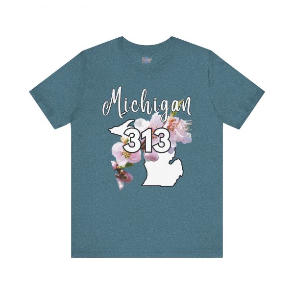 Michigan State Flower The Apple Blossom 313 Area Code by State of Mine. Unisex Jersey Short Sleeve Tee - Cozy Everyday Wear, Casual Style, Summer Essentials, Gift for Friends, Graphic Tee - Image 44