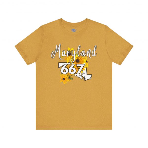 Maryland State Flower The Black-eyed Susan 667 Area Code by State of Mine Short Sleeve Tee, Casual Tee, Maryland Gift, Summer Shirt, State Pride Top, Floral Graphic Tee, Unisex T-Shirt - Image 7