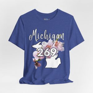 Michigan State Flower The Apple Blossom 269 Area Code by State of Mine. Unisex Jersey Short Sleeve Tee - Cozy Everyday Wear, Casual Style, Summer Essentials, Gift for Friends, Graphic Tee