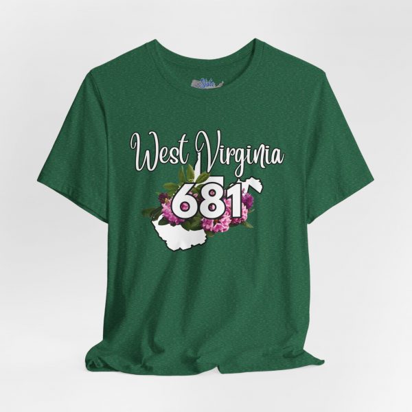 West Virginia State Flower the Rhododendron Area Code 681 by State of Mine Tee, Unisex Jersey Short Sleeve Shirt, Perfect for Gifts, Travel, and Casual Wear, Ideal for Summer, Birthdays, and [...] - Image 17