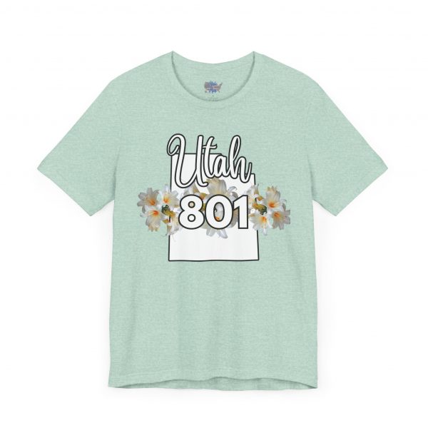 Utah State Flower Sego Lily 801 Area Code by State of Mine Floral Unisex Tee, Casual Shirt, Vintage Vibe, Gift for Utah Lovers, Summer Wear, Vacation Essential - Image 23
