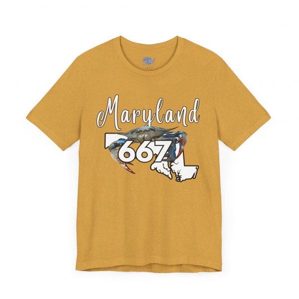Maryland Crabs 667 Area Code by State of Mine Short Sleeve Tee, Unisex Summer Shirt, State Pride Tee, Beach T-Shirt, Gift for Marylanders