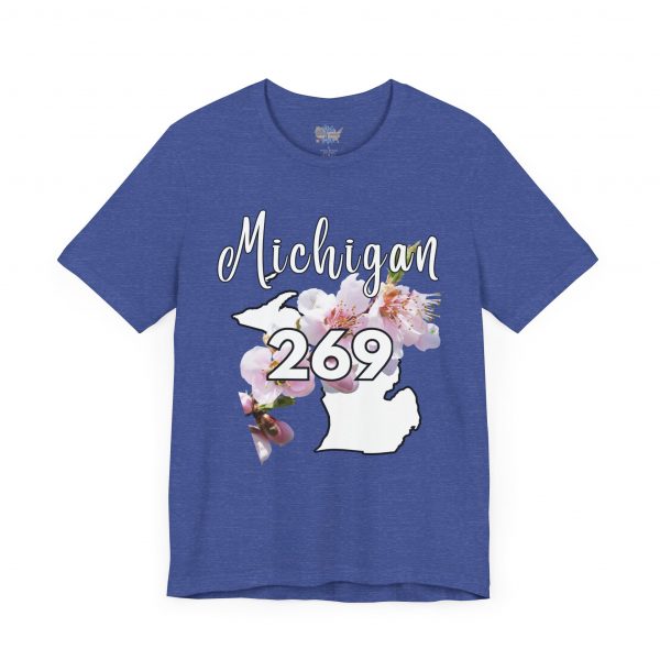 Michigan State Flower The Apple Blossom 269 Area Code by State of Mine. Unisex Jersey Short Sleeve Tee - Cozy Everyday Wear, Casual Style, Summer Essentials, Gift for Friends, Graphic Tee - Image 4