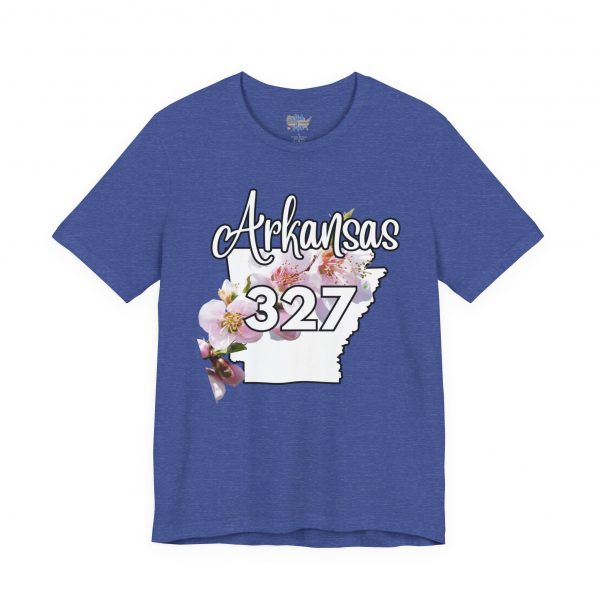 Arkansas State Flower The Apple Blossom 327 Area Code by State of Mine. Unisex Jersey Short Sleeve Tee - Cozy Everyday Wear, Casual Style, Summer Essentials, Gift for Friends, Graphic Tee - Image 8
