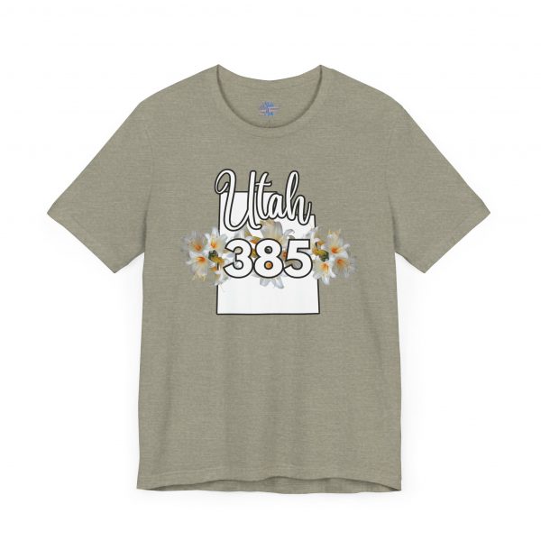 Utah State Flower Sego Lily 385 Area Code by State of Mine Floral Unisex Tee, Casual Shirt, Vintage Vibe, Gift for Utah Lovers, Summer Wear, Vacation Essential - Image 23
