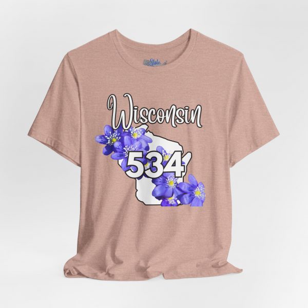 Wisconsin State Flower the Blue Violet by State of Mine Area Code 534 Tee, Unisex Jersey Short Sleeve Shirt, Perfect for Gifts, Travel, and Casual Wear, Ideal for Summer, Birthdays, and [...] - Image 3