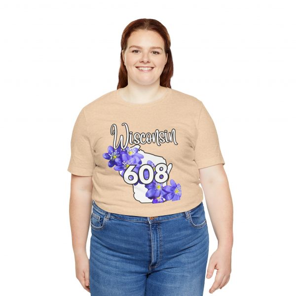 Wisconsin State Flower the Blue Violet by State of Mine 608 Area Code Tee, Unisex Jersey Short Sleeve Shirt, Perfect for Gifts, Travel, and Casual Wear, Ideal for Summer, Birthdays, and [...] - Image 6