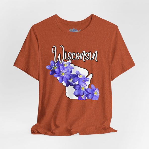 Wisconsin Floral Tee, Unisex Jersey Short Sleeve Shirt, Perfect for Gifts, Travel, and Casual Wear, Ideal for Summer, Birthdays, and [...] - Image 7