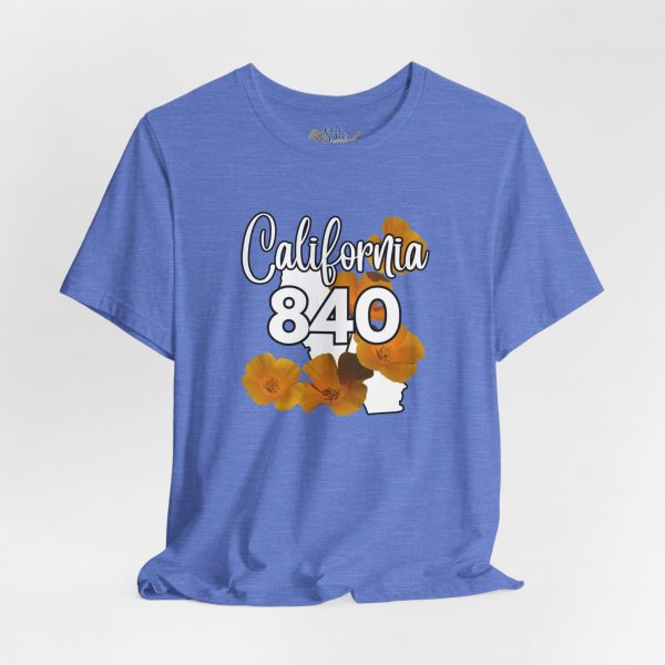 California State Flower the California Poppy 840 Area Code by State of Mine Tee, Unisex Jersey Short Sleeve Shirt, Perfect for Gifts, Travel, and Casual Wear, Ideal for Summer, Birthdays, and [...] - Image 3