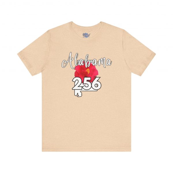 Alabama State Flower the Camellia 256 Area Code Tee by State of Mine, Casual Summer Wear, State Pride T-Shirt, Travel Souvenir, Gift for Him/Her, Festival Outfit, Outdoor Activities - Image 2