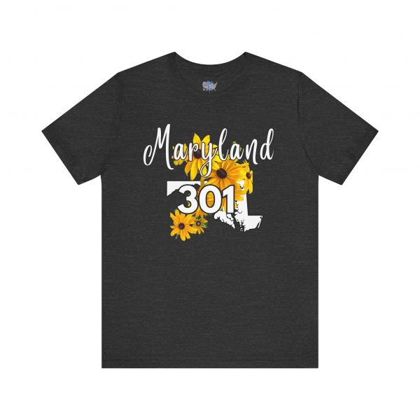 Maryland State Flower 301 Area Code by State of Mine Short Sleeve Tee, Casual Tee, Maryland Gift, Summer Shirt, State Pride Top, Floral Graphic Tee, Unisex T-Shirt - Image 33