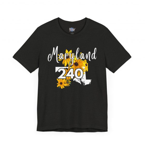 Maryland State Flower The Black-eyed Susan 240 Area Code by State of Mine Short Sleeve Tee, Casual Tee, Maryland Gift, Summer Shirt, State Pride Top, Floral Graphic Tee, Unisex T-Shirt - Image 23