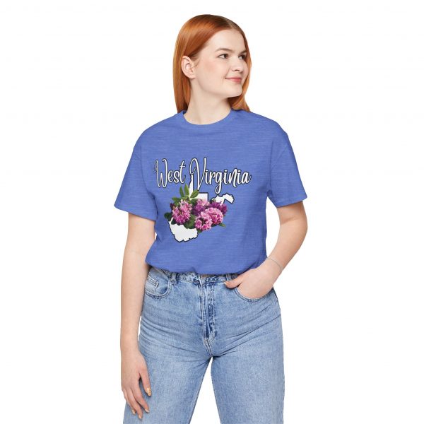 West Virginia State Flower the Rhododendron by State of Mine Tee, Unisex Jersey Short Sleeve Shirt, Perfect for Gifts, Travel, and Casual Wear, Ideal for Summer, Birthdays, and [...] - Image 4