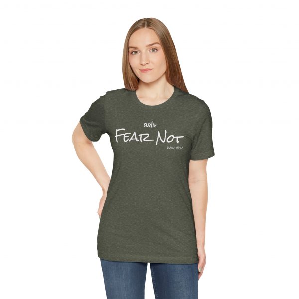 Fear Not by Subtle Merch--Unisex Dark Colored Heavy Cotton T-Shirt, Faith-Based and Inspirational, Isaiah 41:10 - Image 14