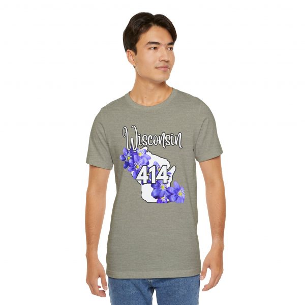 Wisconsin State Flower the Blue Violet by State of Mine Area Code 414 Tee, Unisex Jersey Short Sleeve Shirt, Perfect for Gifts, Travel, and Casual Wear, Ideal for Summer, Birthdays, and [...] - Image 14