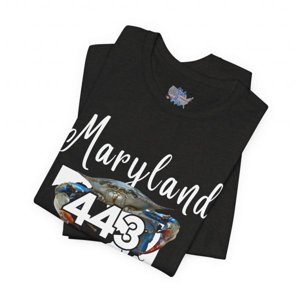 Maryland Blue Crab Design 443 Area Code by State of Mine Short Sleeve Tee, Unisex Summer Shirt, State Pride Tee, Beach T-Shirt, Gift for Marylanders - Image 3